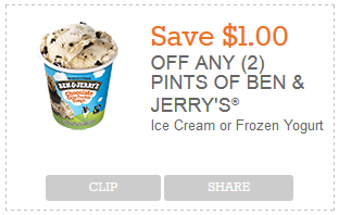 cupon Ben and Jerrys Ice Cream