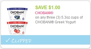 cupon Chobani Greek Yogurt