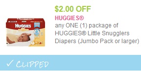 Huggies Little Snugglers Diapers coupon