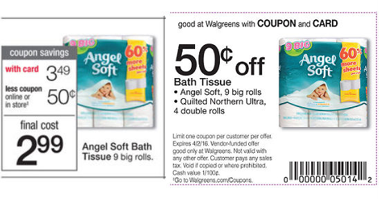 Angel Soft Bath Tissue cupon del shopper