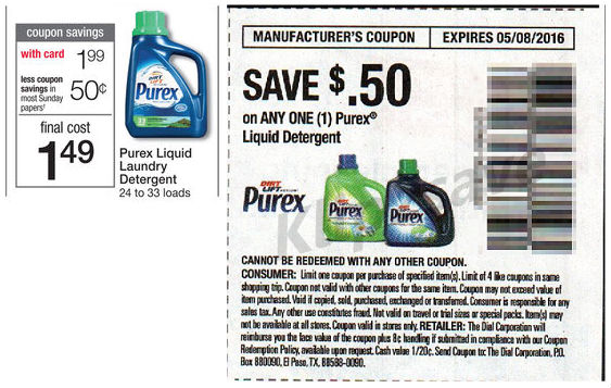 Detergente-Purex-en-Walgreens Empezando 5/1 - Detergente Purex a SOLO $1.49 en Walgreens