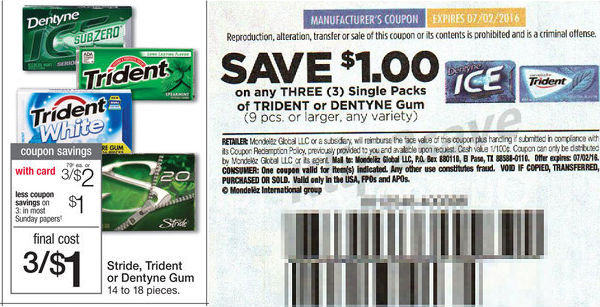 Trident-o-Dentyne-Gum-Walgreens EMPEZANDO 5/22 - Trident o Dentyne Gum SOLO $0.33 en Walgreens