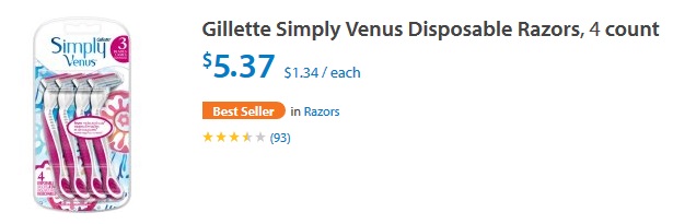 Gillette Simply Venus - Walmart