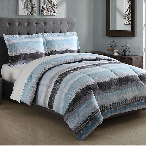 Essential Home Hayden Stripe Microfiber Comforter Set
