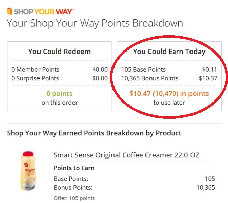 Coffee creamer points offer