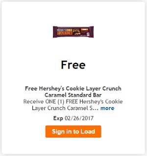 Free Hershey's Cookie Layer Crunch Caramel Standard Bar