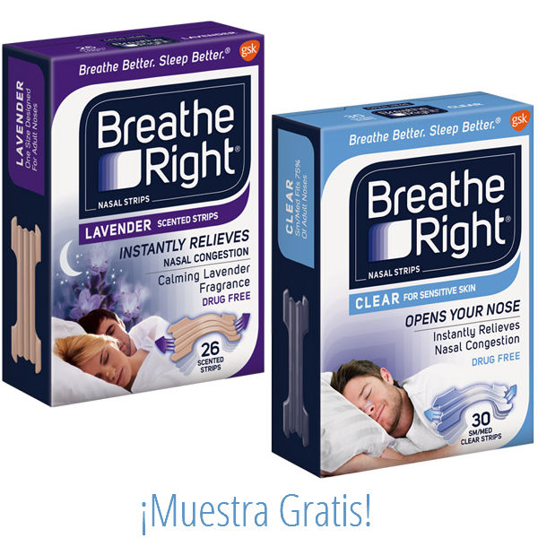 Muestra GRATIS Breathe Right Extra Clear o Lavender Strips
