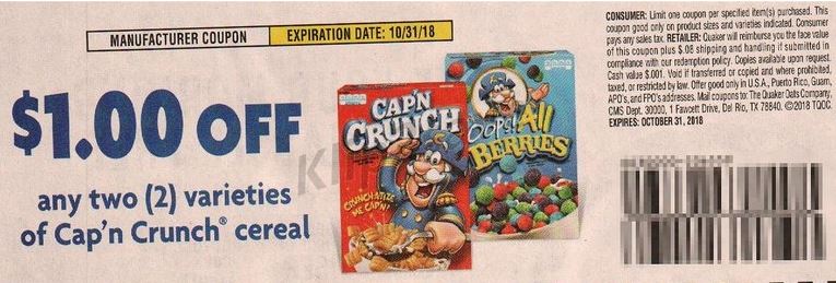 Cap’n Crunch Cereal - RMN 8-5-18