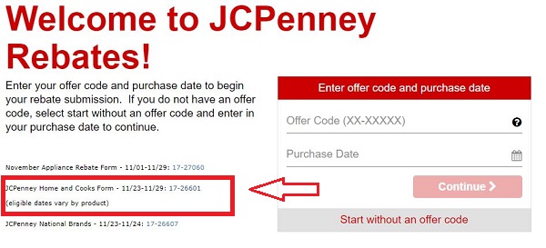 JCPenney Cooks Rebate