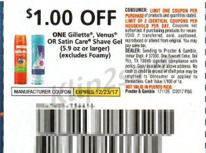 Gillette, Venus shave gel - PG 11-26-17