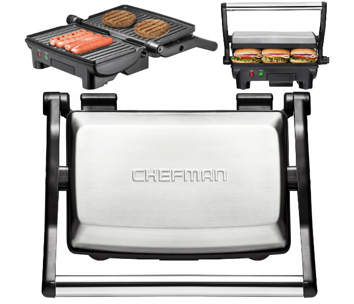 Chefman - Grill + Panini Press - Stainless Steel