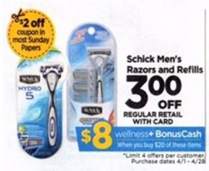 Schicks Mens razors - Rite Aid Ad 4-22-18