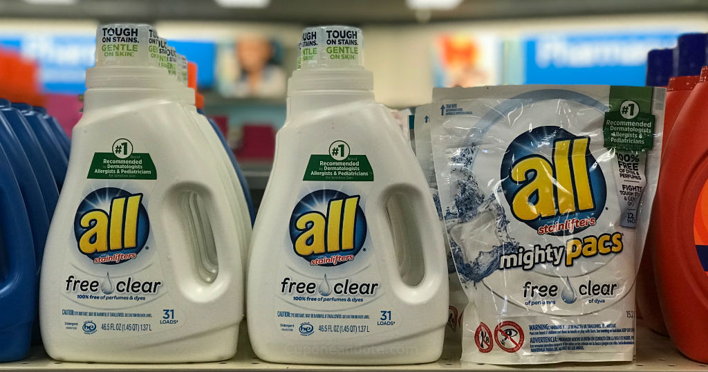 Detergente liquido All o Mighty Pacs