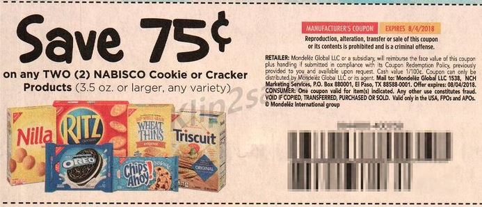 Nabisco Cookie o Cracker - SS 6-24-18