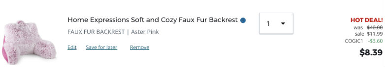 Home Expressions Soft and Cozy Faux Fur Backrest offer
