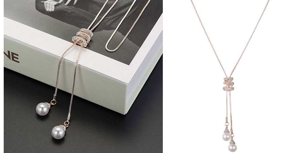 Luxury Crystal Pearls Pendant Necklace 