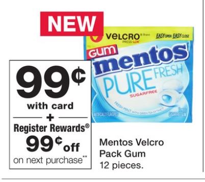 Mentos Velcro Pack Gum - Walgreens Ad 10-21-18