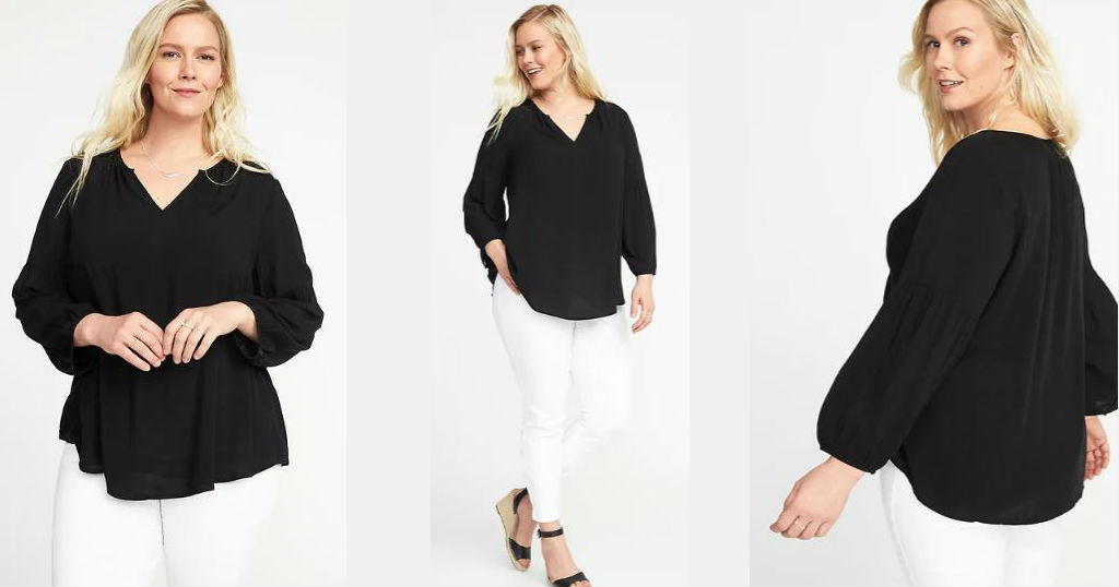 Blusa de Mujer Relaxed Plus-Size Shirred a solo $12 (Reg. $29.99) en Old Navy