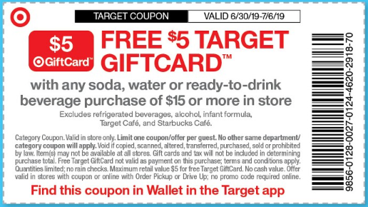 Gift card de Target ad 6-30-19