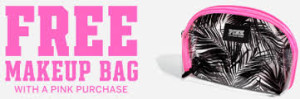 Free makeup bag with pink purshase