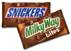 Milky Way, Snickers o 3 Musketeers Bites